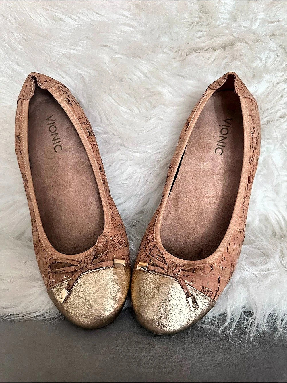 Vionic Spark Minna Ballet Flat Flats Brown & Gold